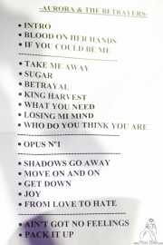 Setlist de Aurora & The Betrayers, Sala Stage Live (Back&Stage). 2014