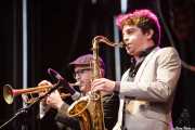 Jason Colby -trompeta- y Patrick Sargent -saxo- de Lee Fields & The Expressions (Azkena Rock Festival, Vitoria-Gasteiz, 2012)