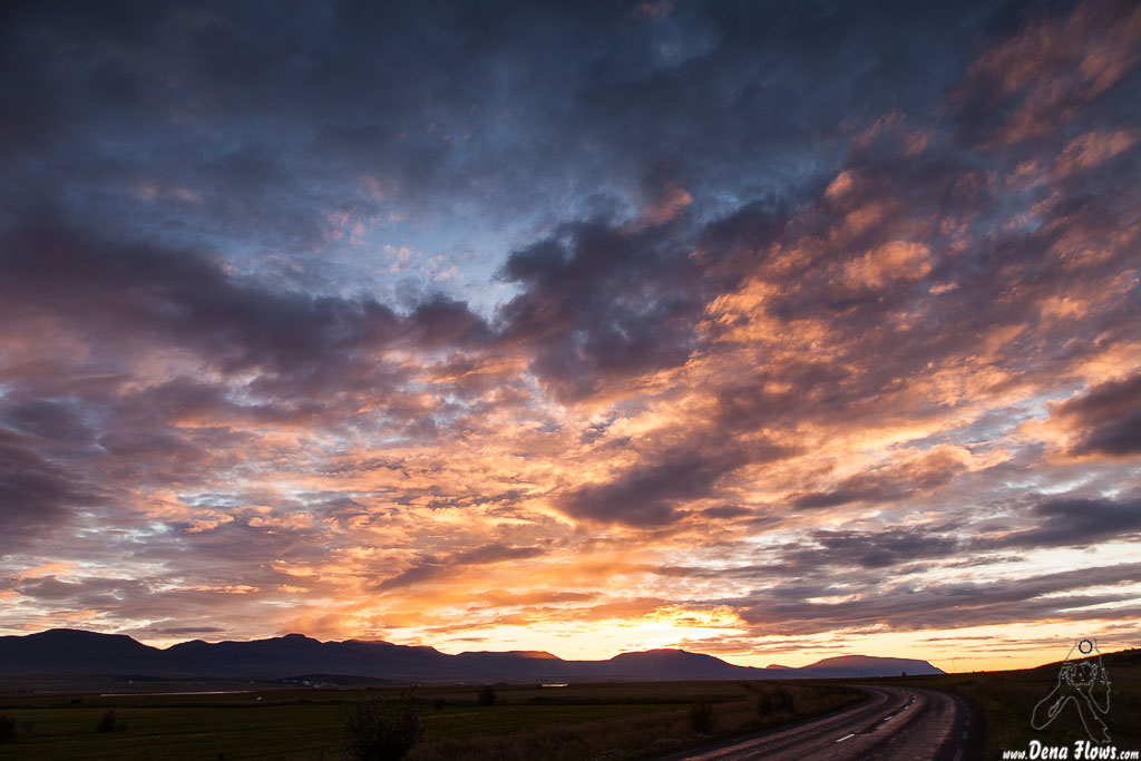 Cielo de atardecer espectacular, Islandia, 2014
