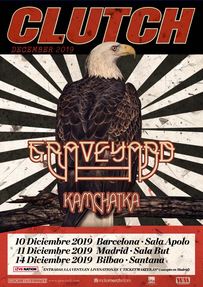 Cartel de Clutch, Graveyard y Kamchatka, Santana 27, Bilbao, 15/XII/2019